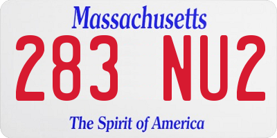 MA license plate 283NU2