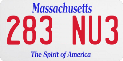 MA license plate 283NU3