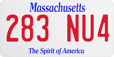 MA license plate 283NU4