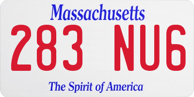 MA license plate 283NU6