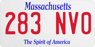 MA license plate 283NV0
