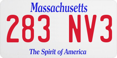 MA license plate 283NV3