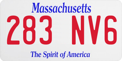 MA license plate 283NV6