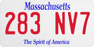 MA license plate 283NV7