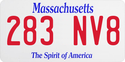 MA license plate 283NV8