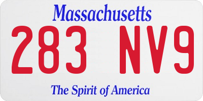 MA license plate 283NV9