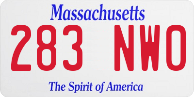MA license plate 283NW0