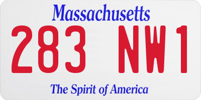 MA license plate 283NW1