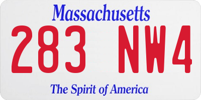 MA license plate 283NW4