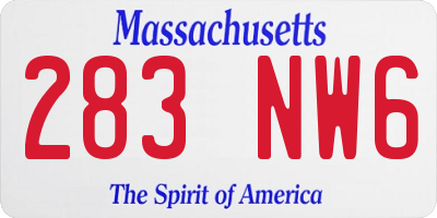 MA license plate 283NW6
