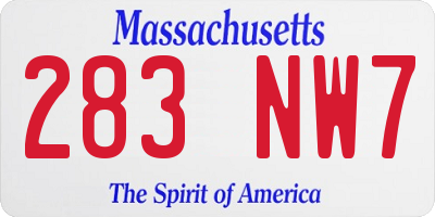 MA license plate 283NW7