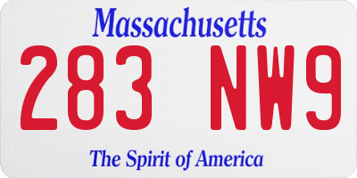 MA license plate 283NW9