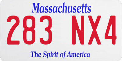 MA license plate 283NX4