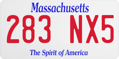 MA license plate 283NX5