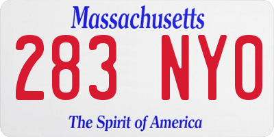 MA license plate 283NY0