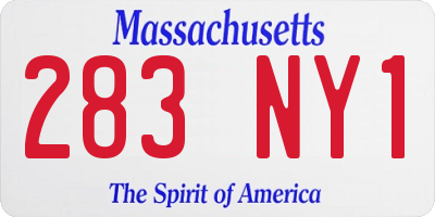 MA license plate 283NY1