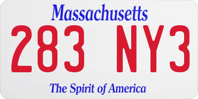 MA license plate 283NY3