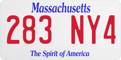 MA license plate 283NY4