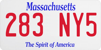 MA license plate 283NY5
