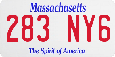 MA license plate 283NY6