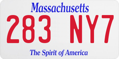 MA license plate 283NY7