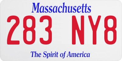 MA license plate 283NY8
