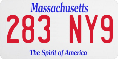 MA license plate 283NY9