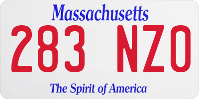 MA license plate 283NZ0