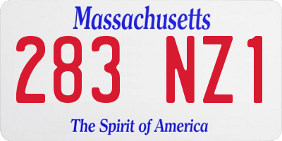 MA license plate 283NZ1