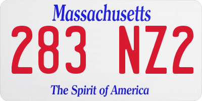 MA license plate 283NZ2