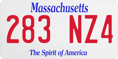 MA license plate 283NZ4