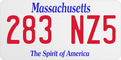 MA license plate 283NZ5