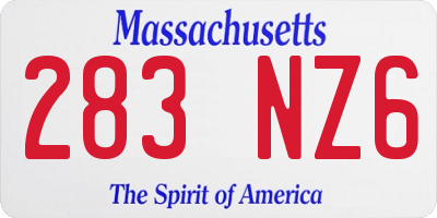 MA license plate 283NZ6