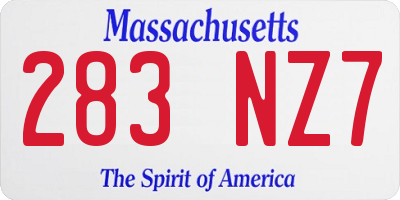 MA license plate 283NZ7