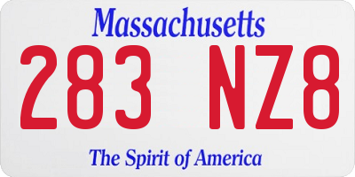MA license plate 283NZ8