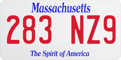 MA license plate 283NZ9