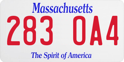 MA license plate 283OA4