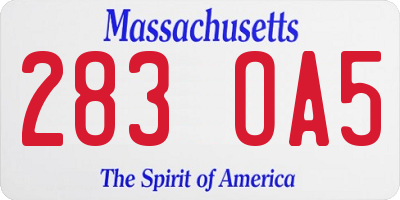 MA license plate 283OA5
