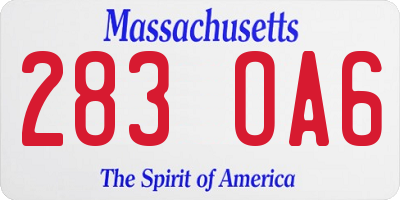 MA license plate 283OA6