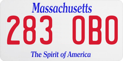 MA license plate 283OB0