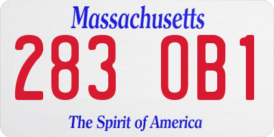 MA license plate 283OB1