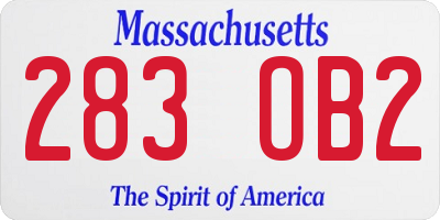 MA license plate 283OB2