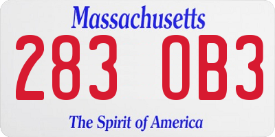 MA license plate 283OB3