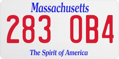 MA license plate 283OB4