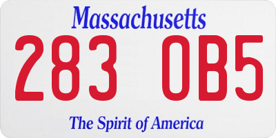 MA license plate 283OB5