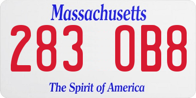 MA license plate 283OB8