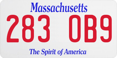 MA license plate 283OB9