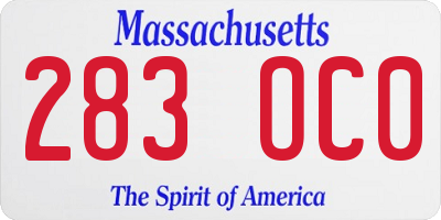 MA license plate 283OC0