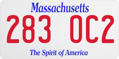MA license plate 283OC2
