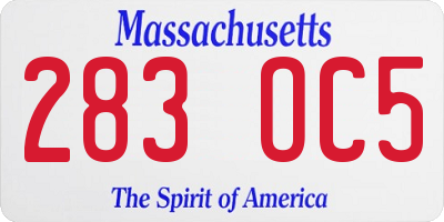 MA license plate 283OC5